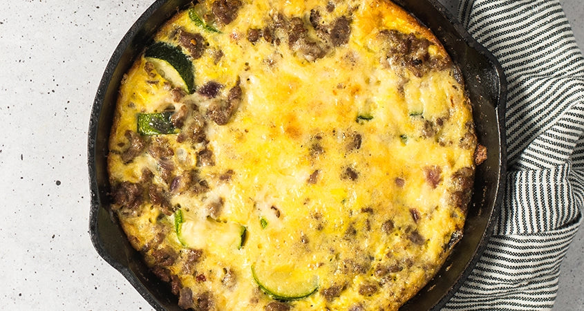 SAUSAGE, ZUCCHINI, & CHEDDAR CHEESE FRITTATA