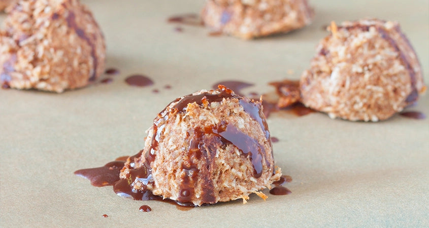 BANANA PECAN MACAROONS WITH CHOCOLATE GLAZE