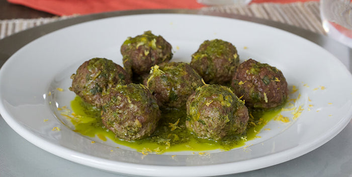 MEATBALLS WITH TANGY CILANTRO-CHIVE SAUCE