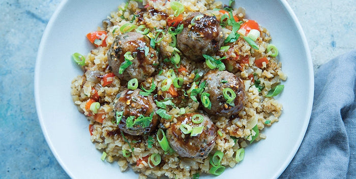 SUPER GARLIC MEATBALLS WITH FRIED RICE
