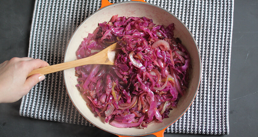 SAUTEED RED CABBAGE WITH ONIONS & APPLES