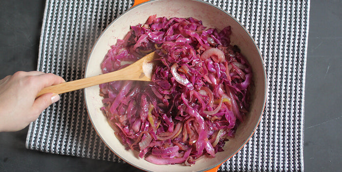 SAUTEED RED CABBAGE WITH ONIONS & APPLES